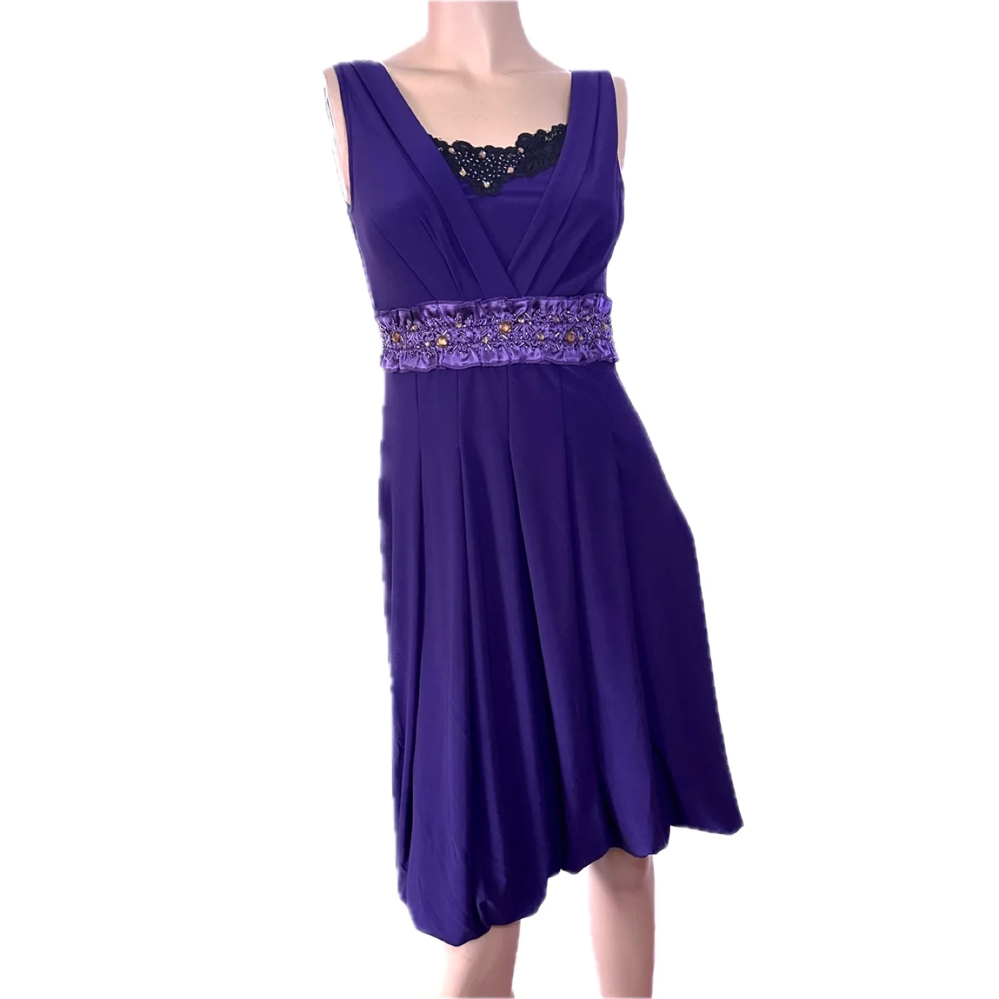 NWT Vtg G & An’ge Purple Party Dress Beaded Satin Sz 4 thumbnail