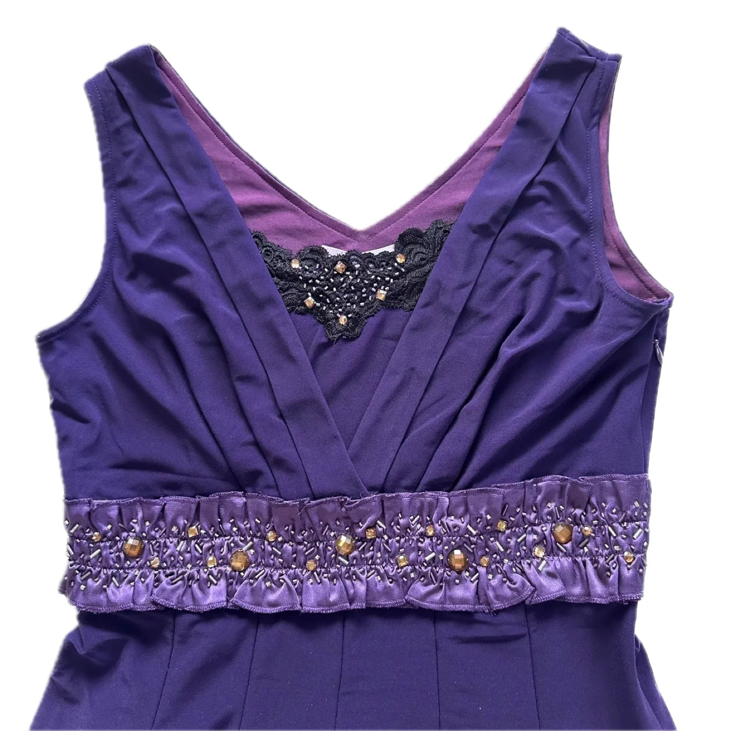NWT Vtg G & An’ge Purple Party Dress Beaded Satin Sz 4 image indicator(6)