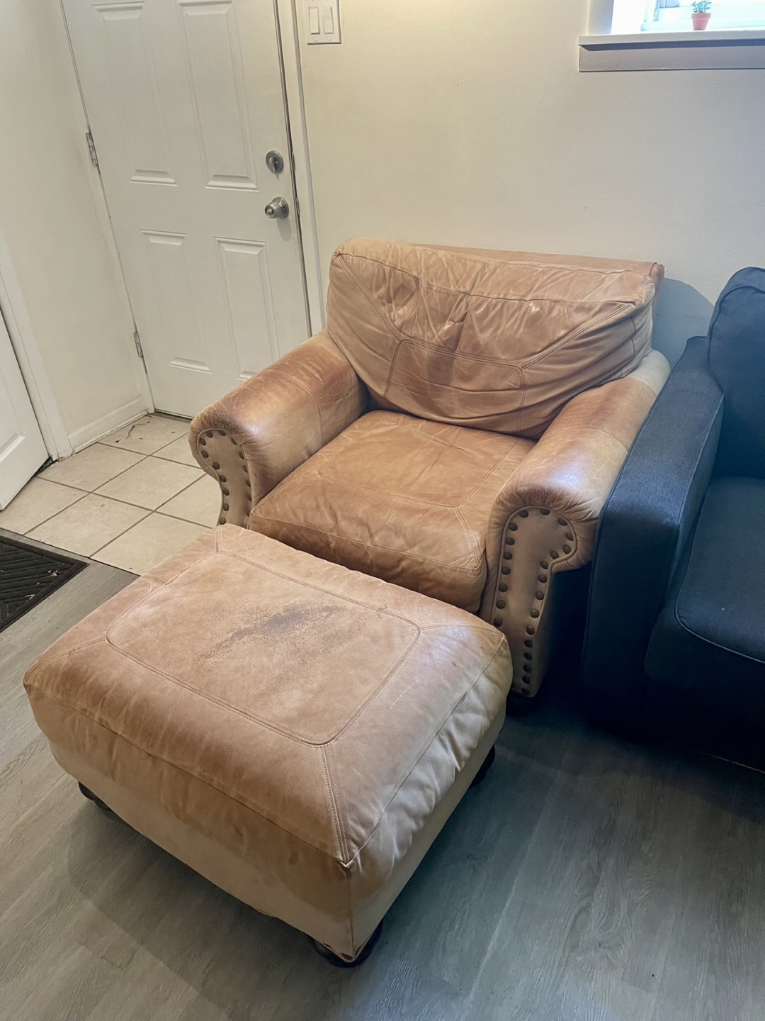 Leather Chair and Ottoman Set - photo 2