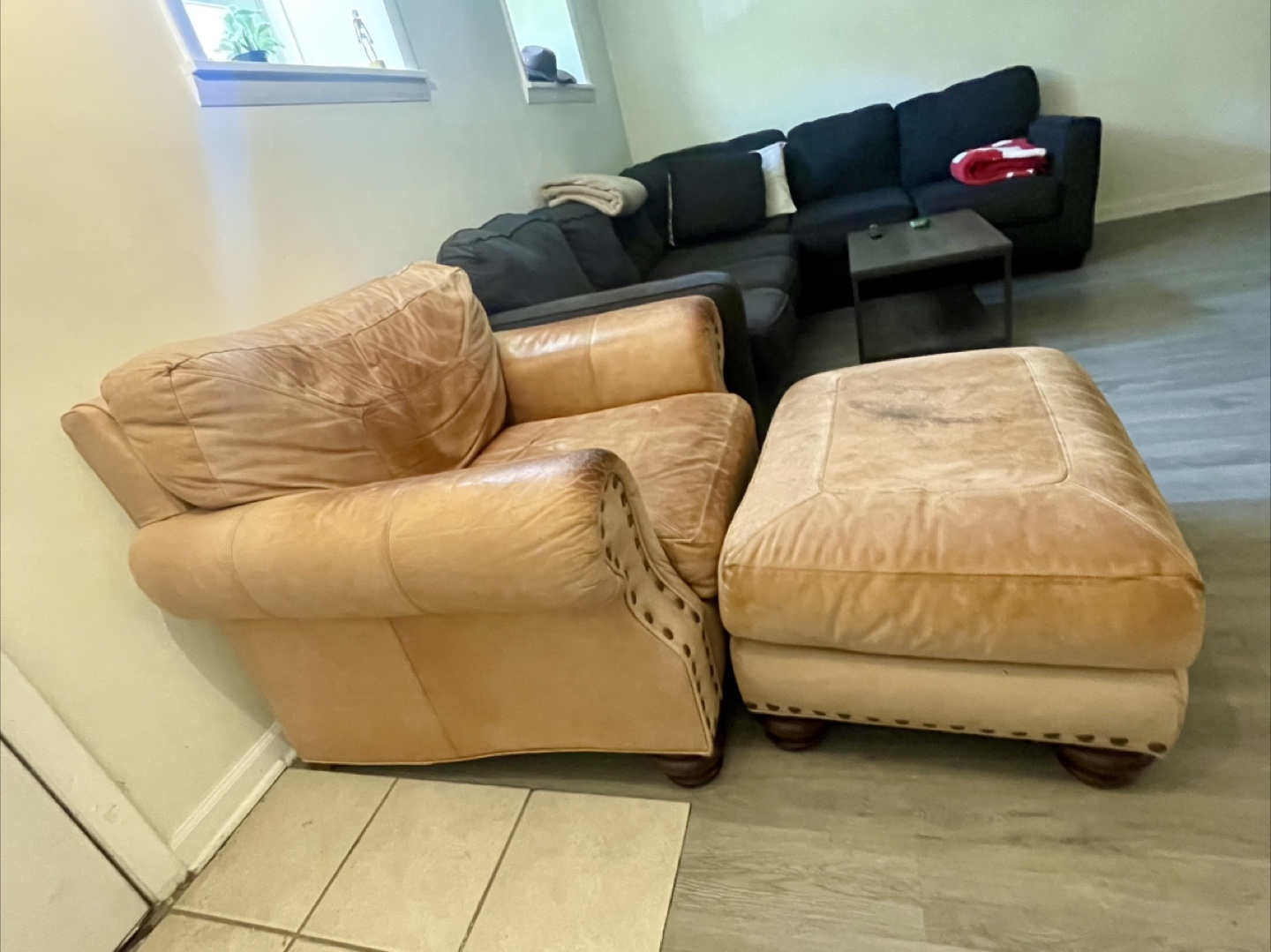 Leather Chair and Ottoman Set - photo 3