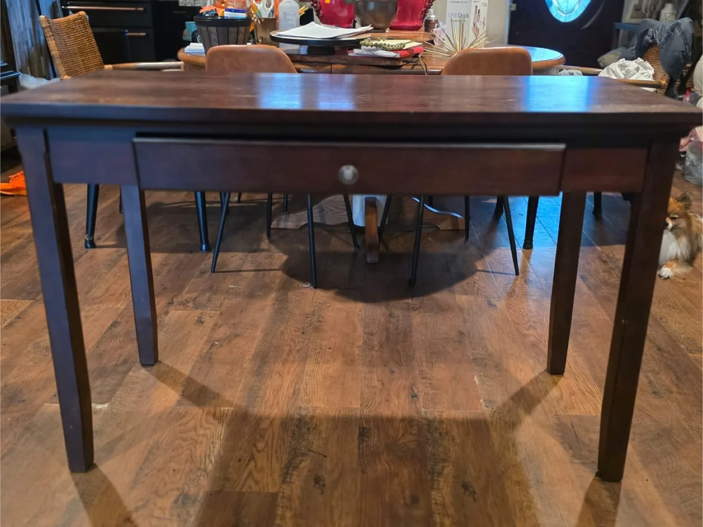 Dark Wood Writing Desk with Drawer thumbnail