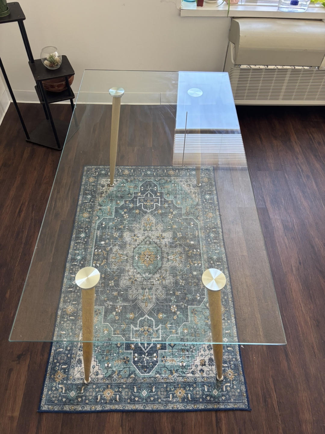 Glass Dining Table with Four Grey Chairs - photo 3