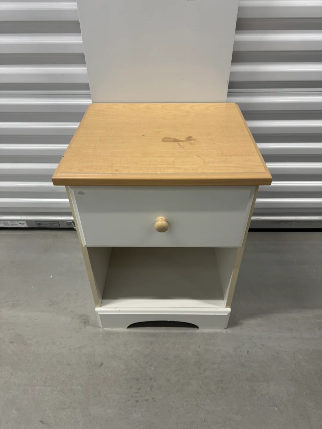 White and Beige Nightstand with One Drawer (DELIVERY AVAILABLE) thumbnail