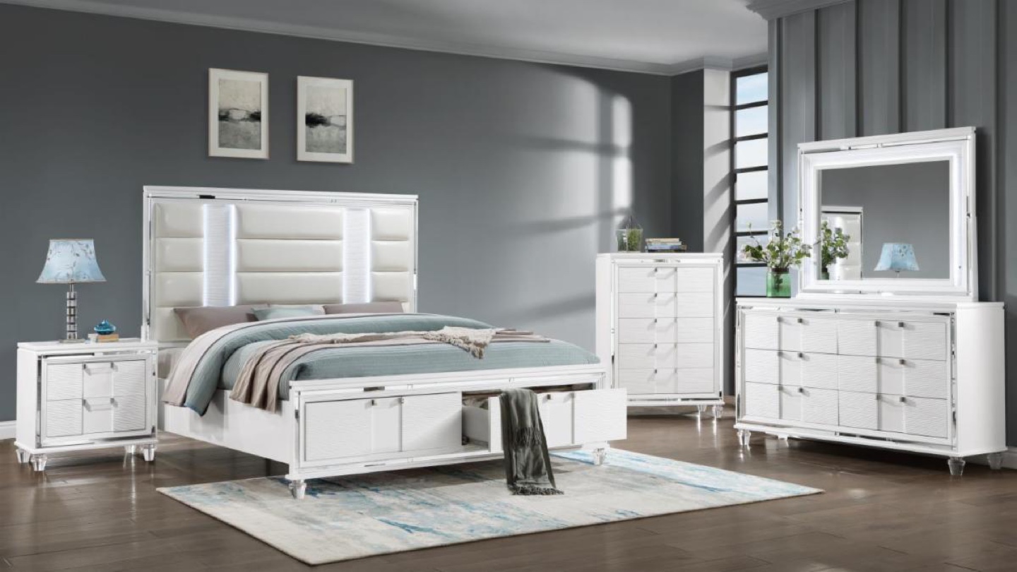 White Bedroom Set with LED Mirror