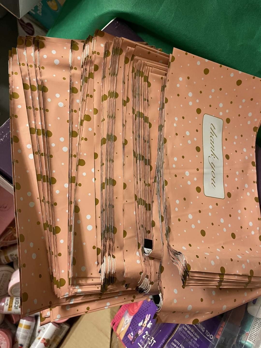 Bulk Pink & Gold Polka Dot Mailing Bags