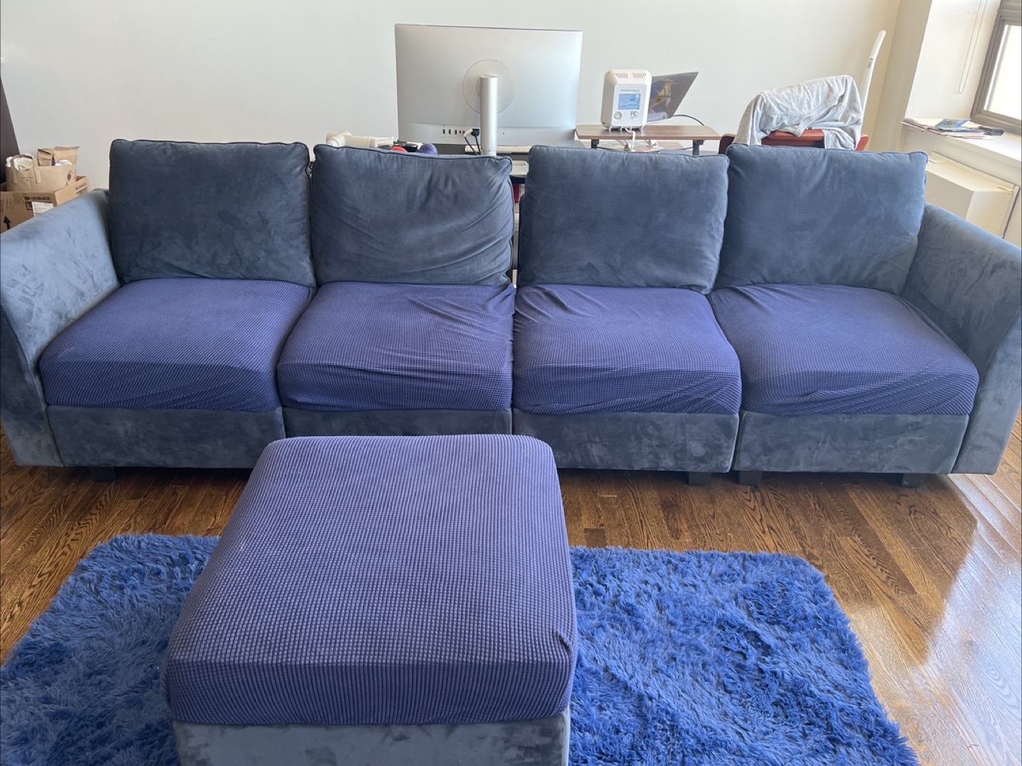 Navy Blue HONBAY Modular Sectional Sofa with Ottoman - photo 2
