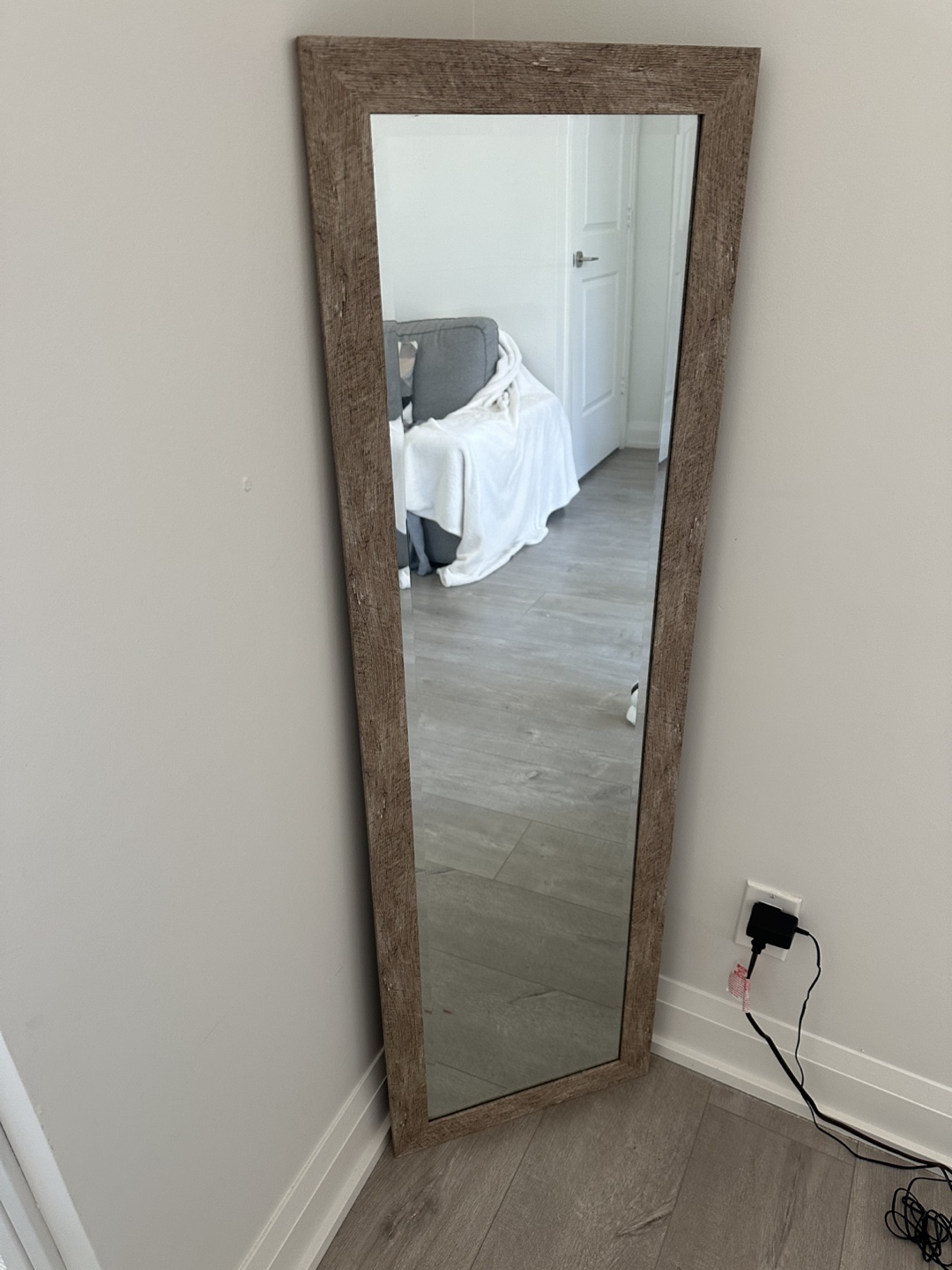 Full Length Leaner Mirror with Rustic Wood Frame