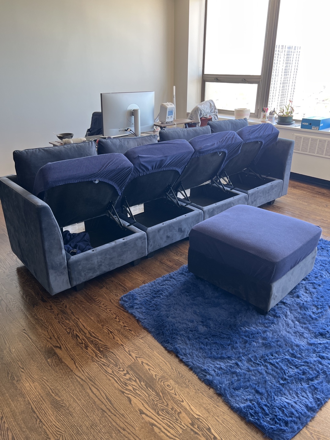 Navy Blue HONBAY Modular Sectional Sofa with Ottoman - photo 5