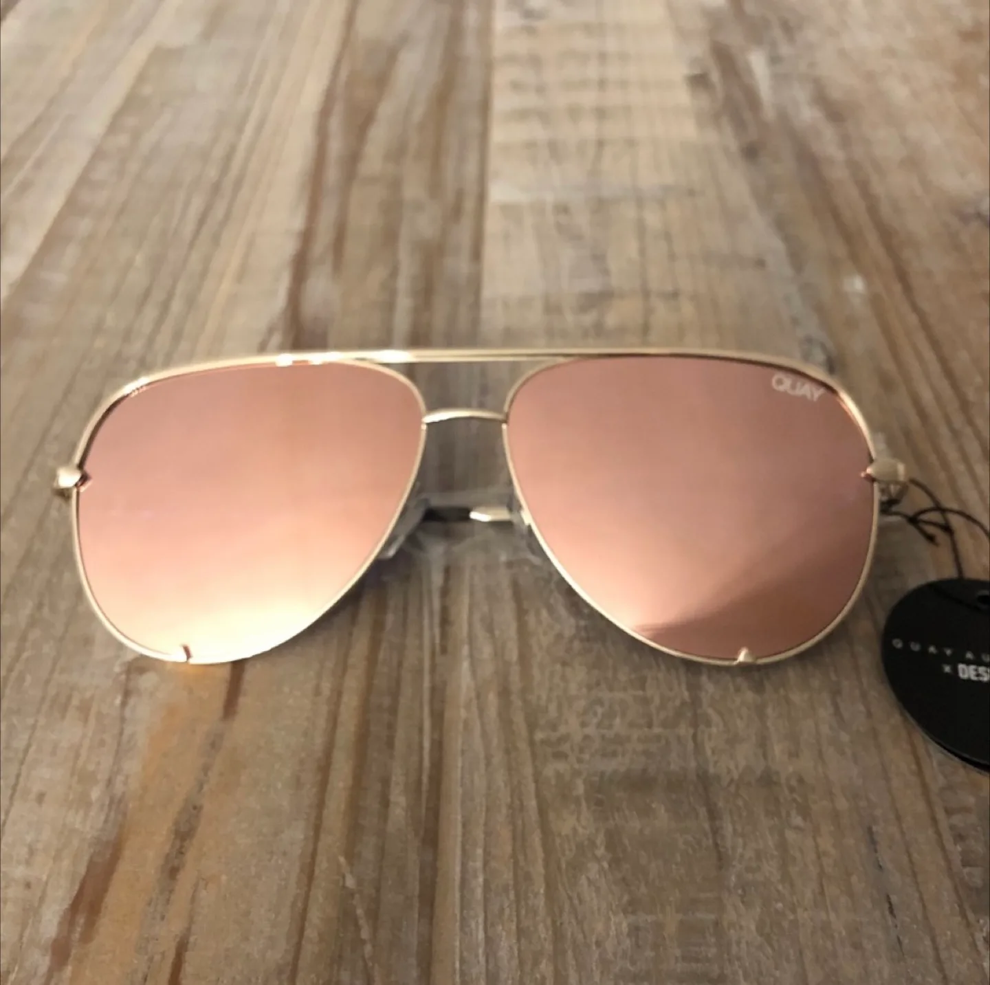 Quay x Desi Perkins Rose Gold Aviator Sunglasses image indicator(5)