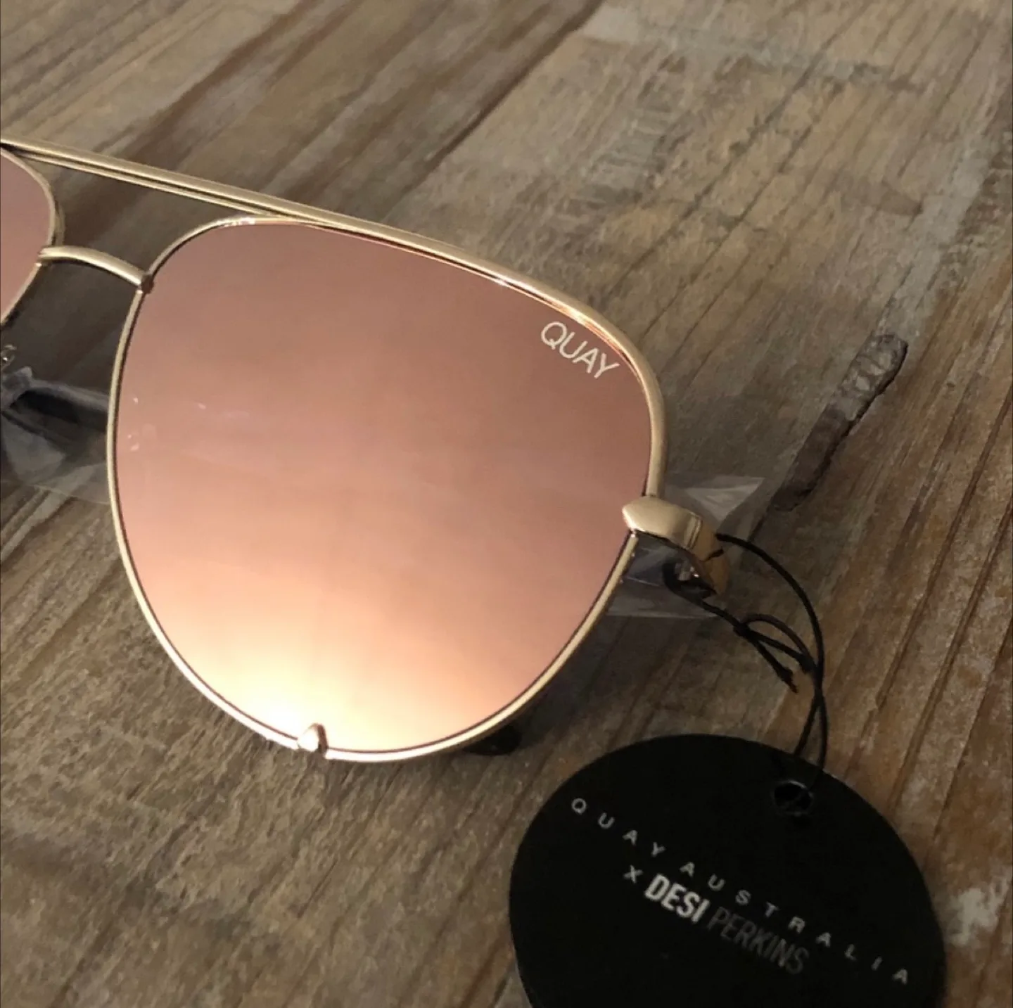 Quay x Desi Perkins Rose Gold Aviator Sunglasses image indicator(6)