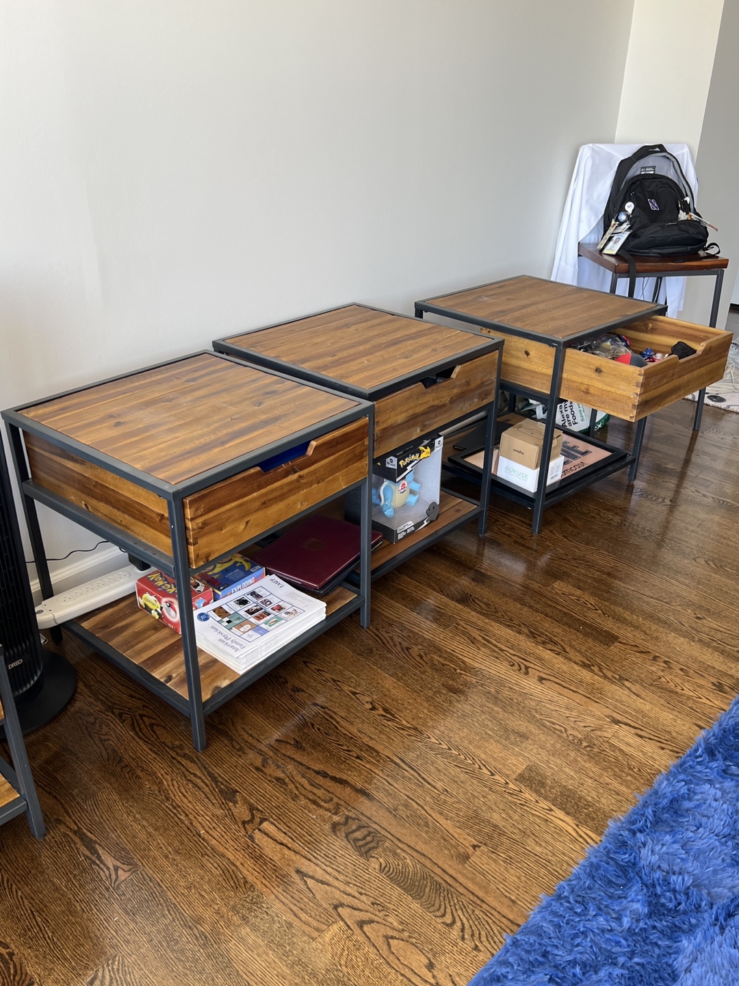 Three Industrial-Style Nightstands with Drawers - photo 3