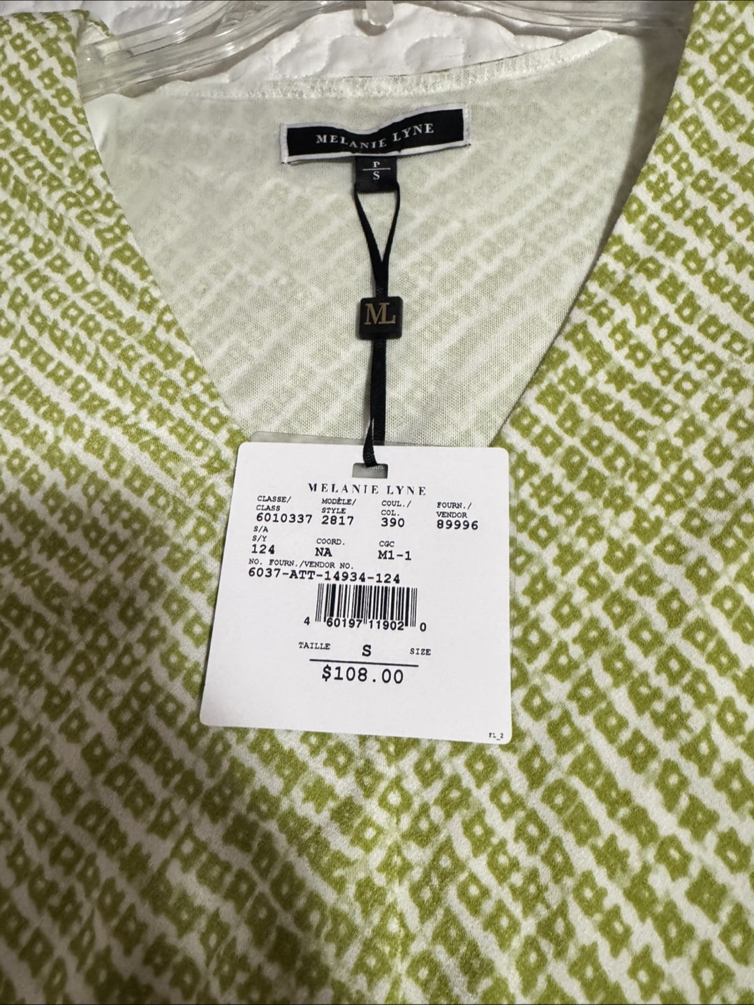 Melanie Lyne Green and White Patterned Blouse, Size Small - photo 2