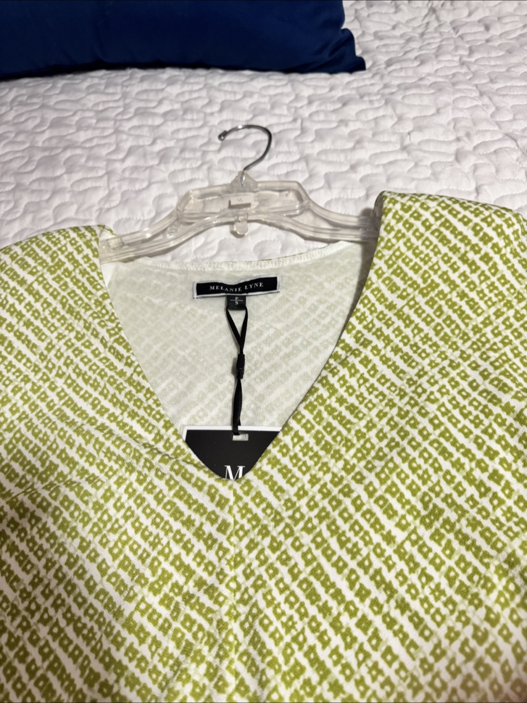 Melanie Lyne Green and White Patterned Blouse, Size Small - photo 5