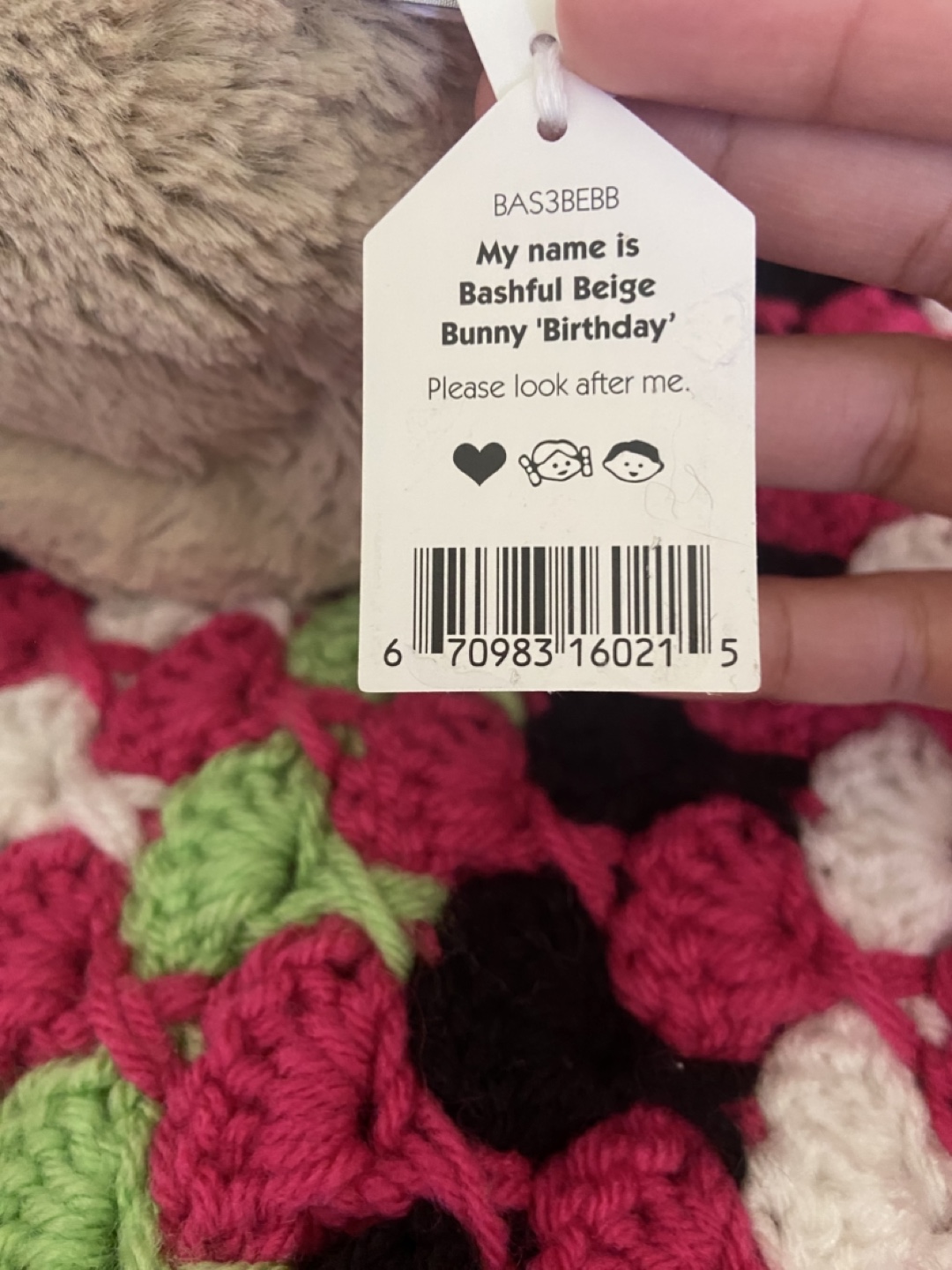 RARE Jellycat Bashful Beige Bunny Birthday Plush Toy - photo 3