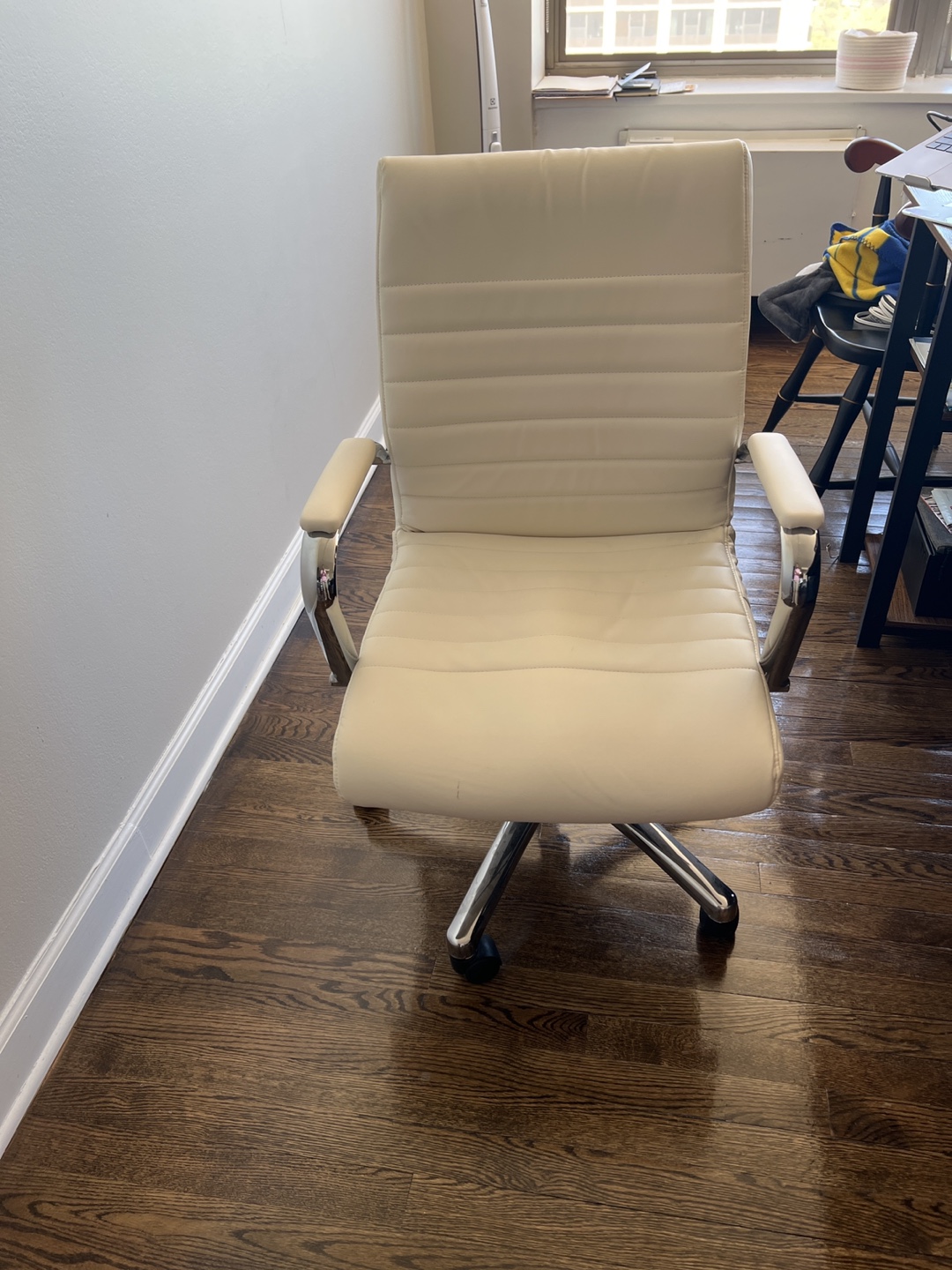 White Office Chair with Chrome Base