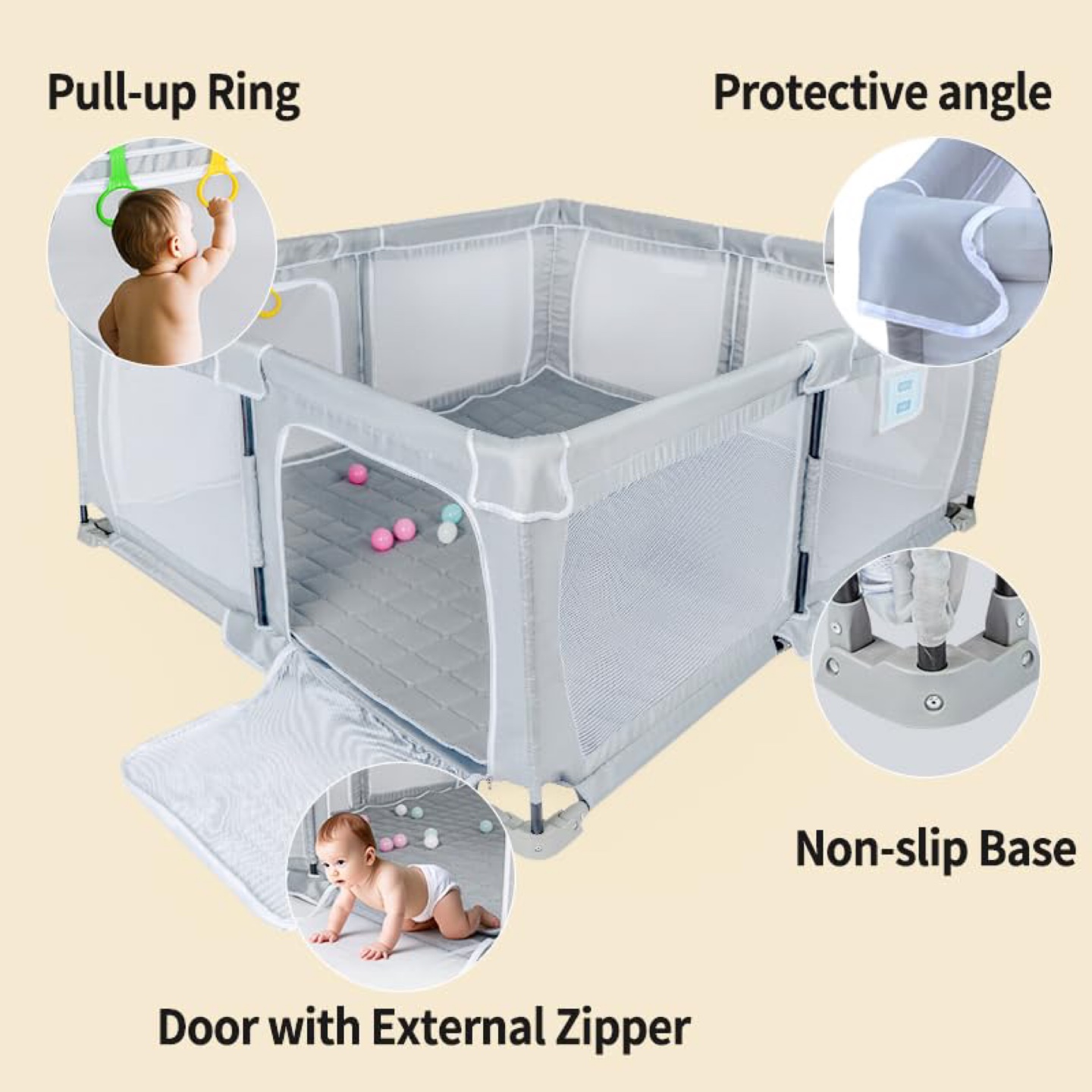 New Foldable Baby Playpen for Babies and Toddlers with Mat - photo 4