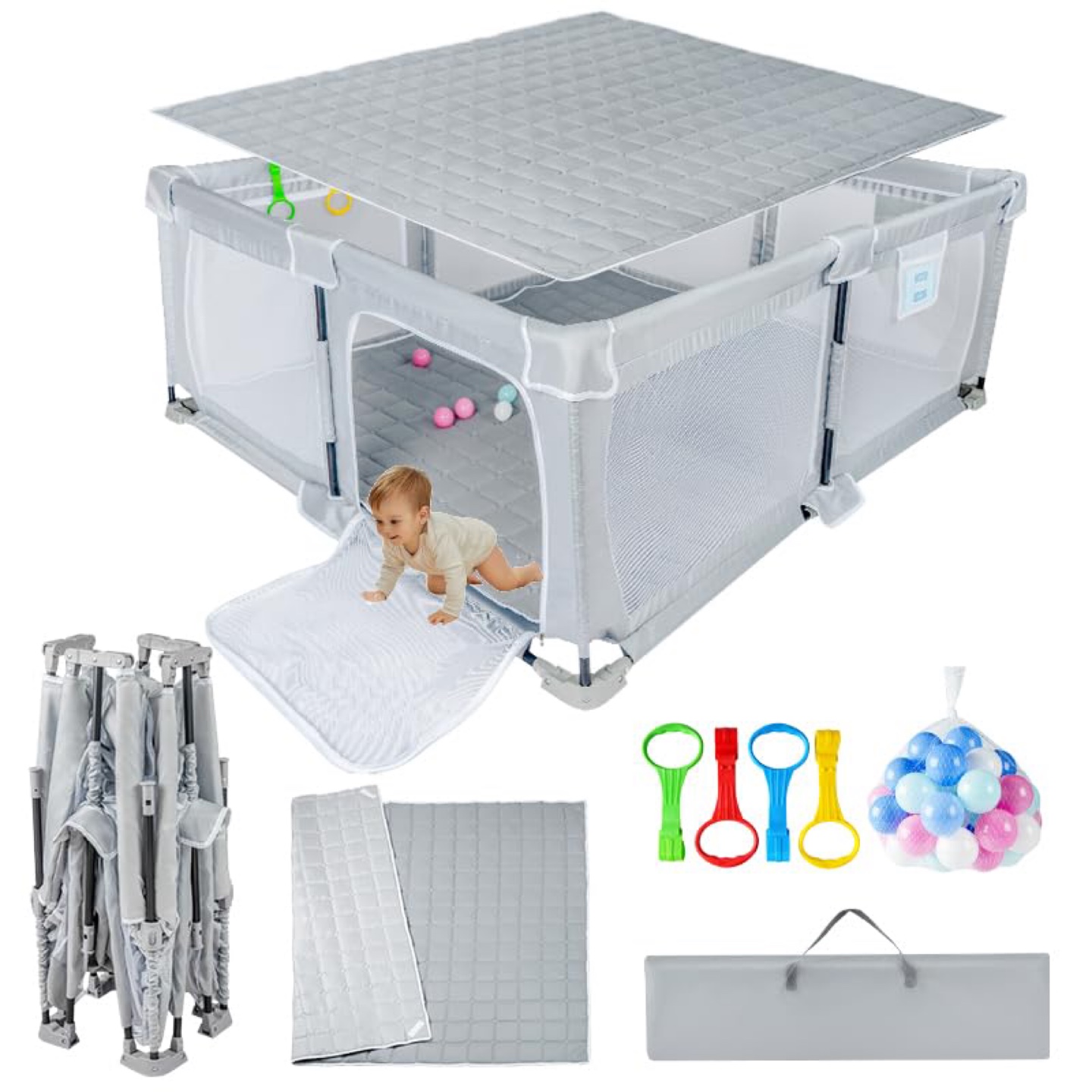 New Foldable Baby Playpen for Babies and Toddlers with Mat