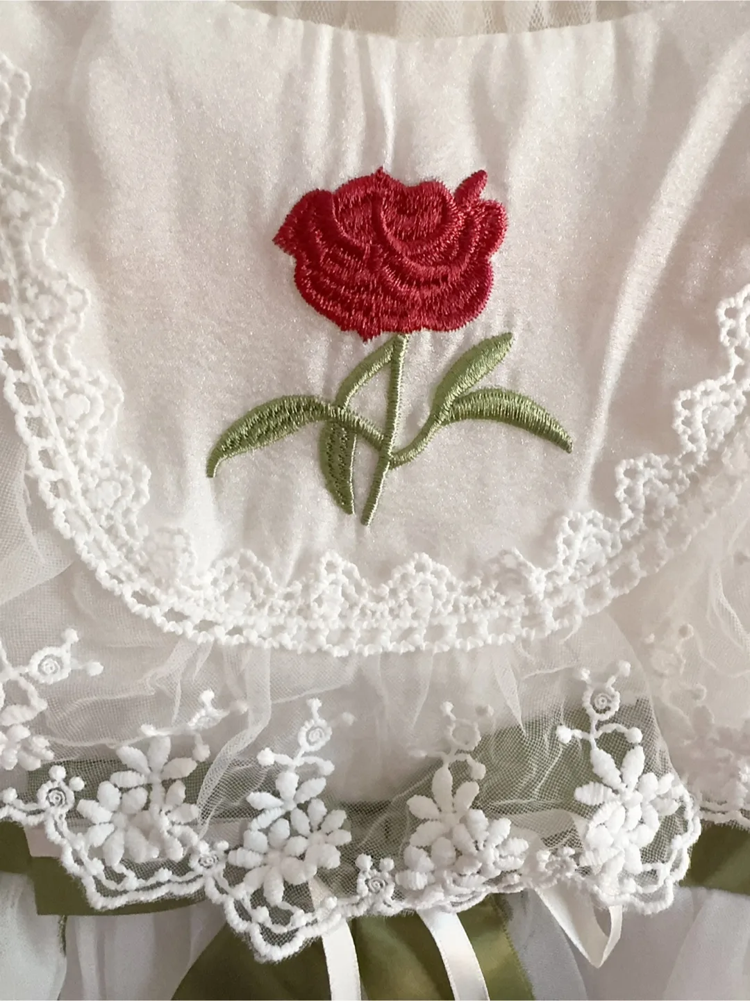 4-5T Baby Girl's White Dress with Rose Embroidery image indicator(2)