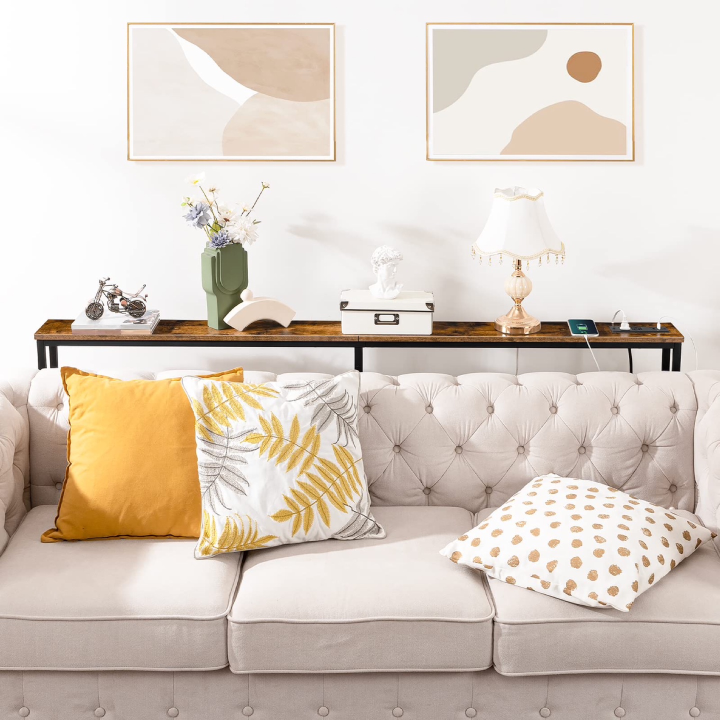 New HOOBRO 160 cm Skinny Console Table with Charging Station - photo 4