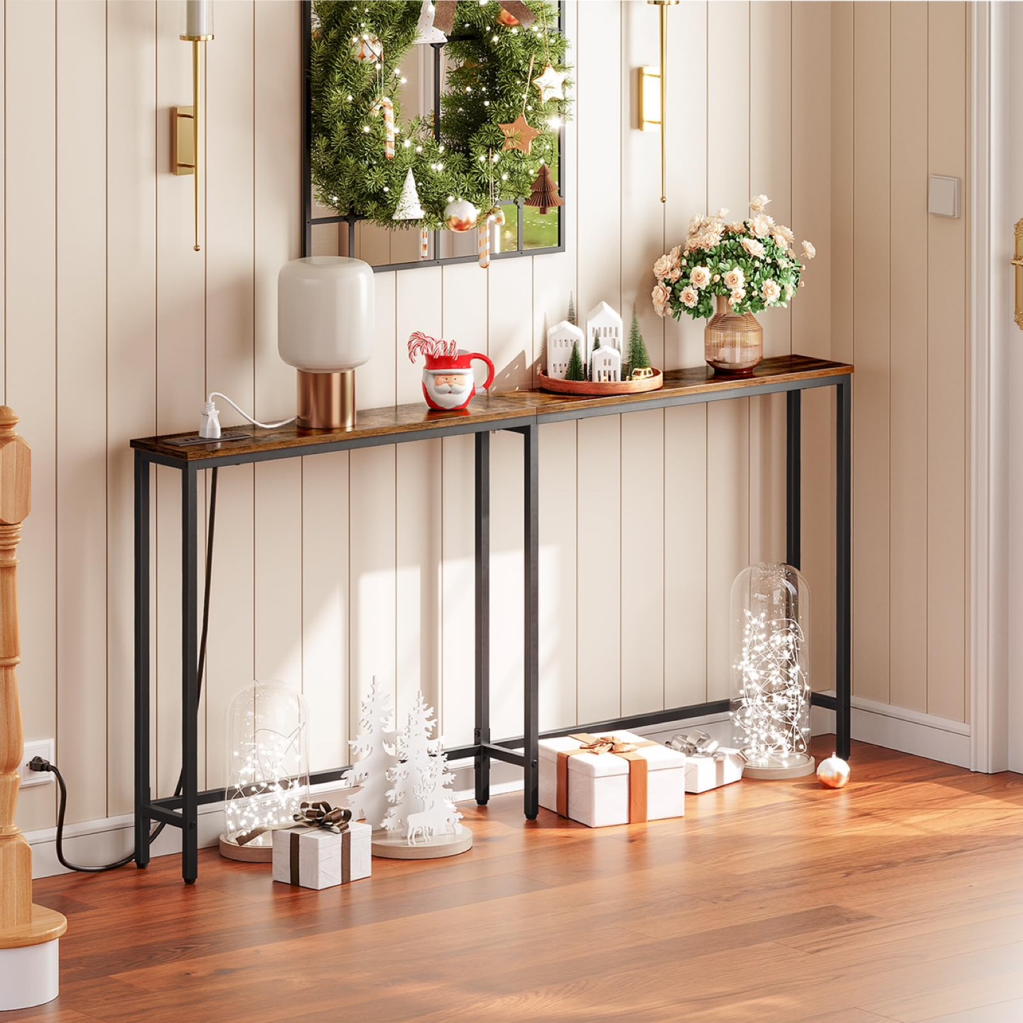 New HOOBRO 160 cm Skinny Console Table with Charging Station - photo 2