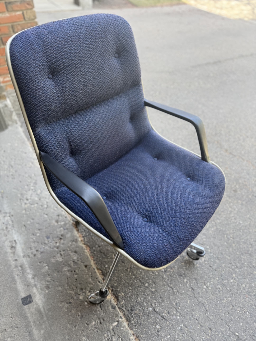 Vintage Herman Miller Office Chair with Blue Upholstery