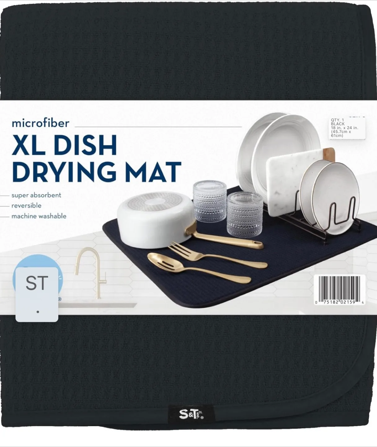 Extra Large Black Microfiber Dish Drying Mat image indicator(5)