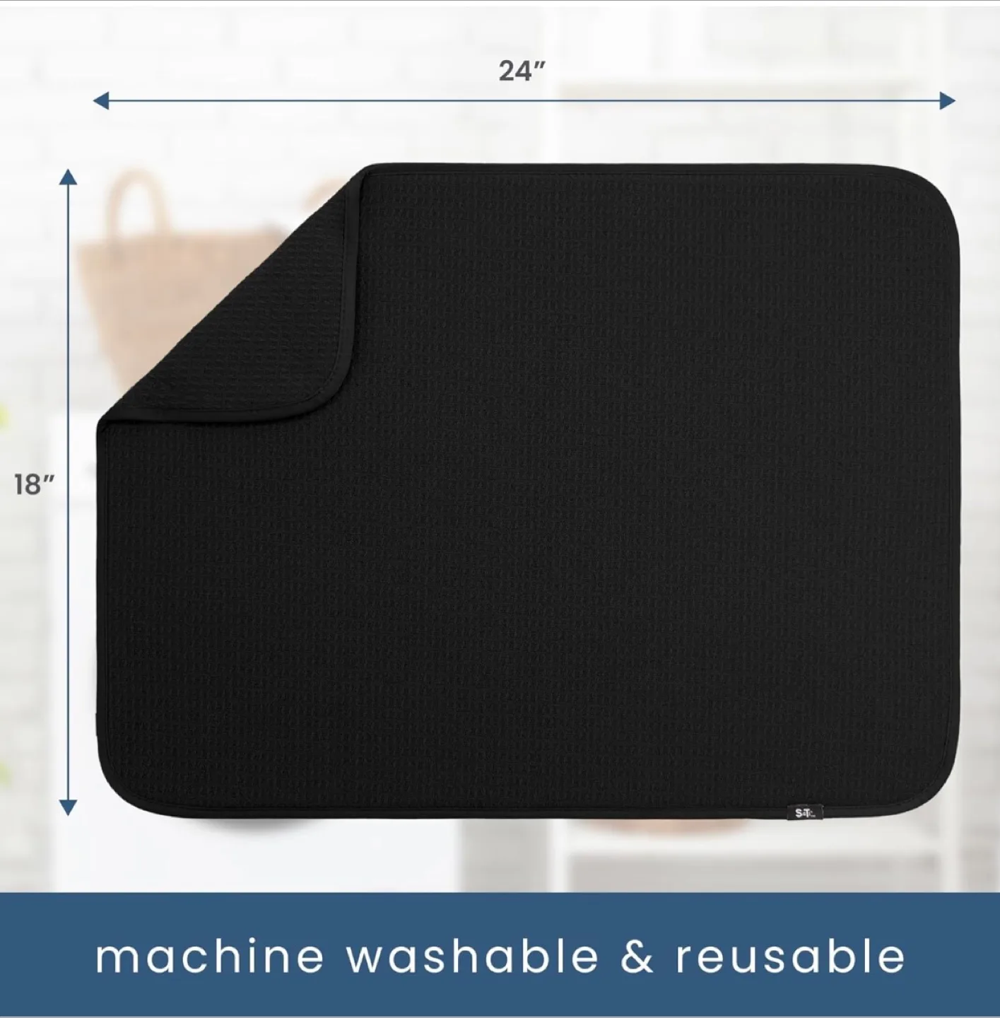 Extra Large Black Microfiber Dish Drying Mat image indicator(4)