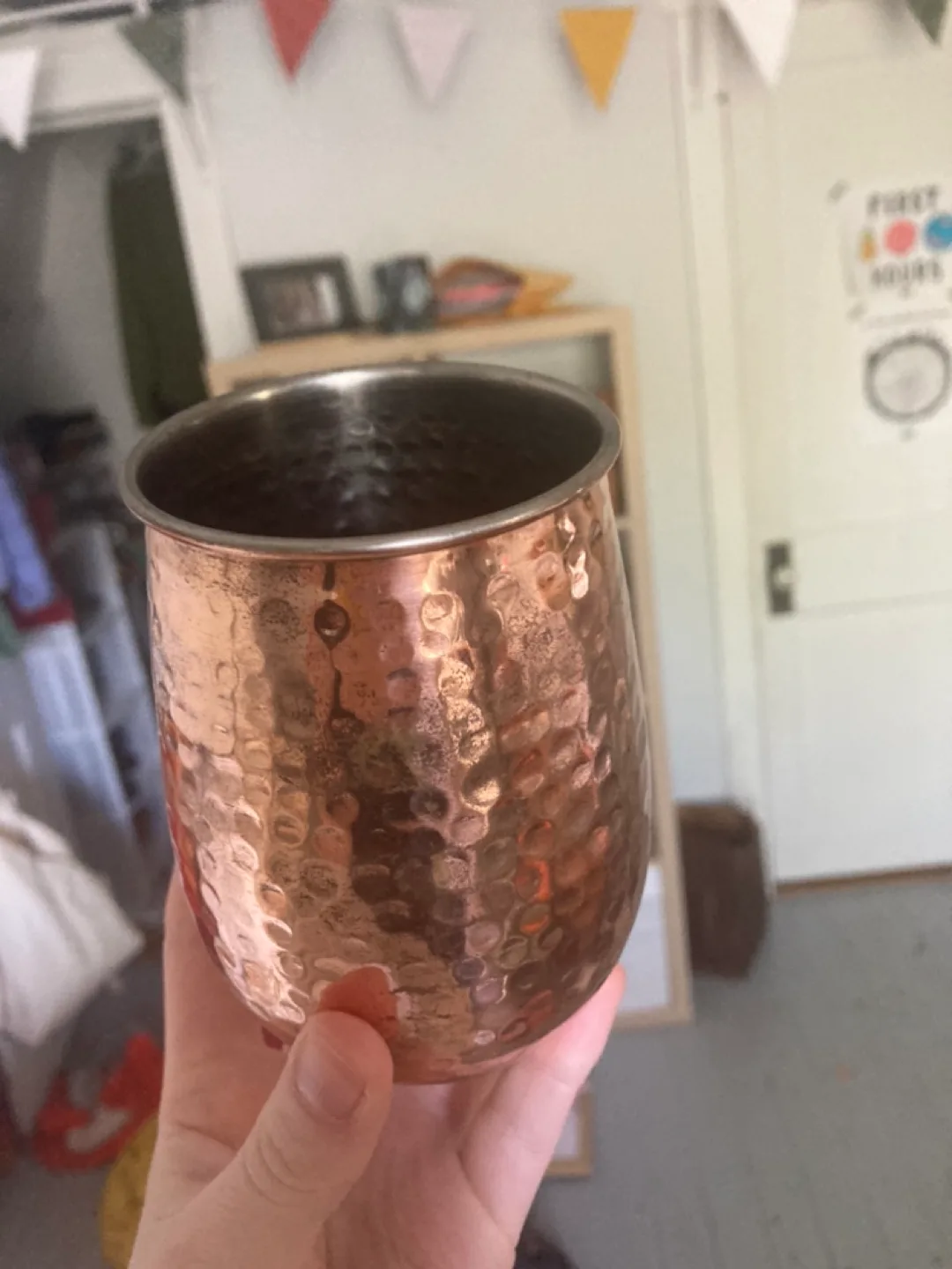 Hammered Copper Mug, handleless thumbnail