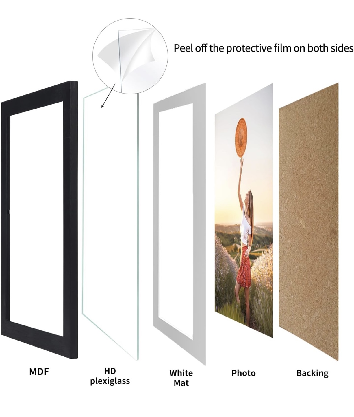 10 Pack Brown Picture Frames, 9x11 with Mat for 8x10 Photos - photo 4
