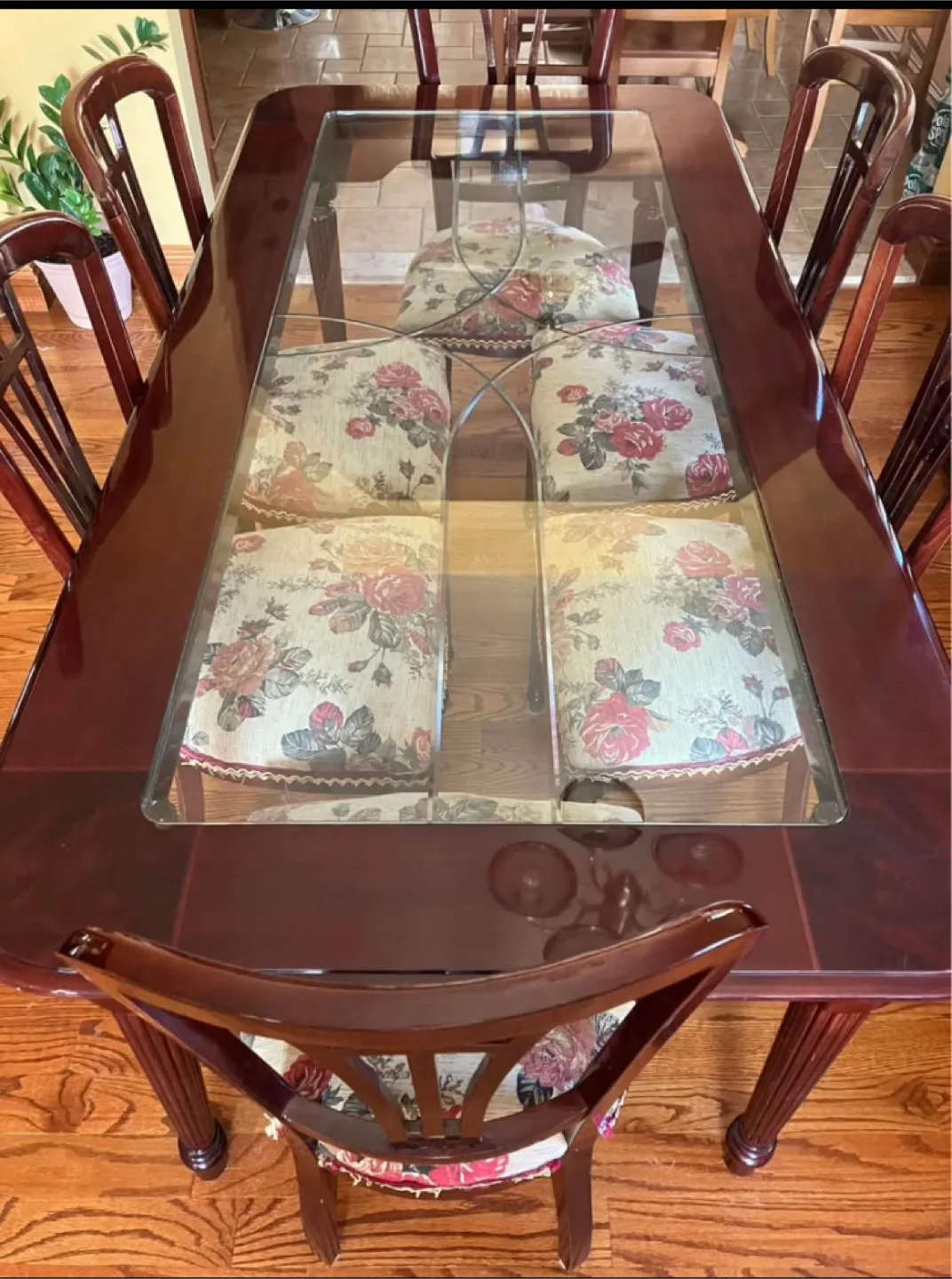 Italian Dark Wood Dining Set - Table, Buffet, and China Cabinet image indicator(4)