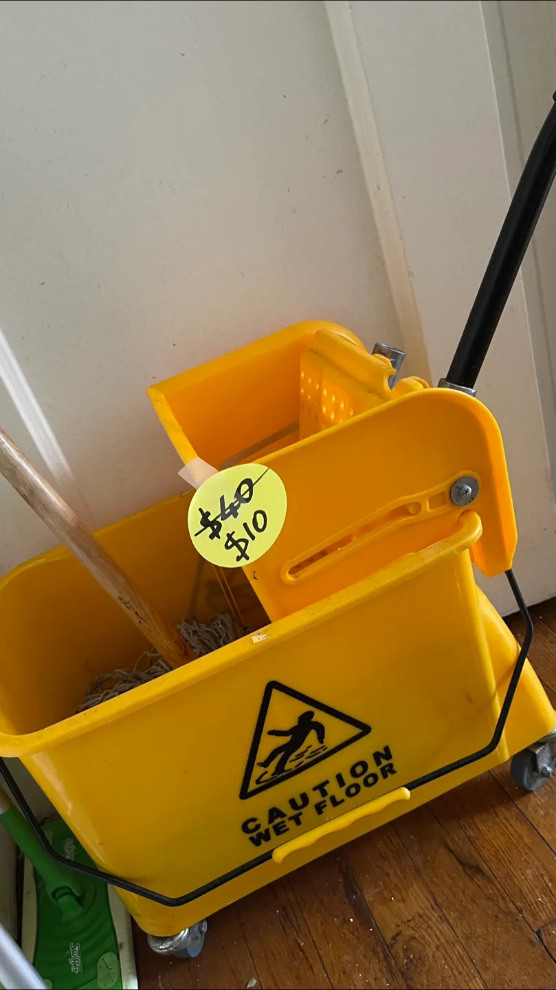 Yellow Cleaning Bucket with Wringer and Mop thumbnail