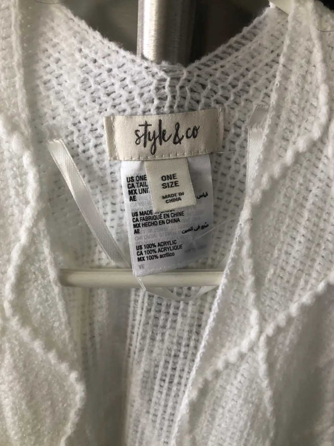 White Knit Poncho with Fringe Brand New image indicator(2)