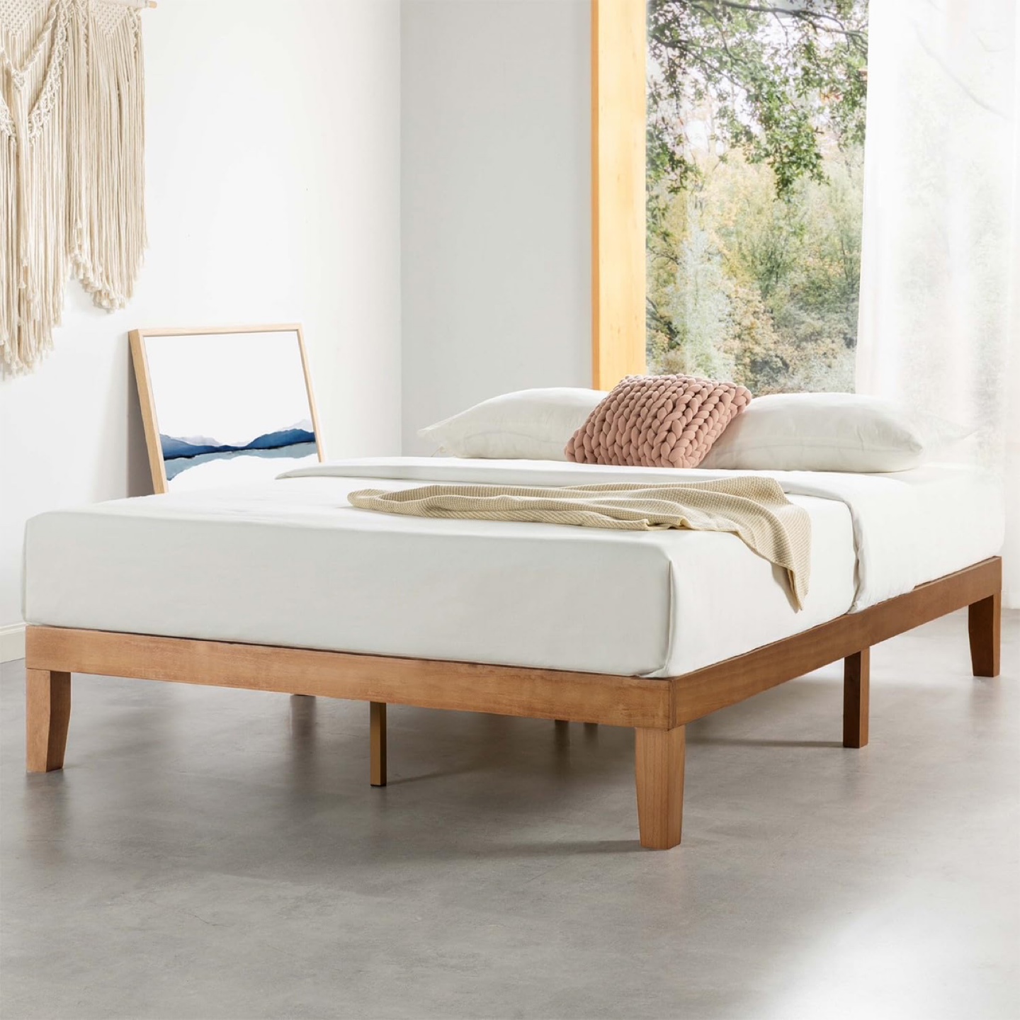 New Queen Mellow Wood Platform Bed Frame