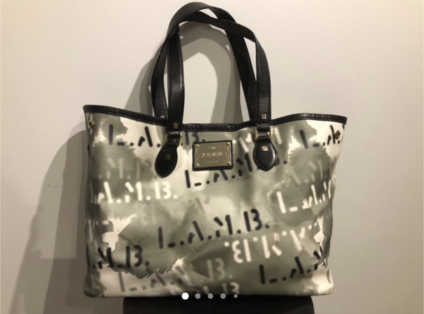 L.A.M.B. Grey and White Tote Bag