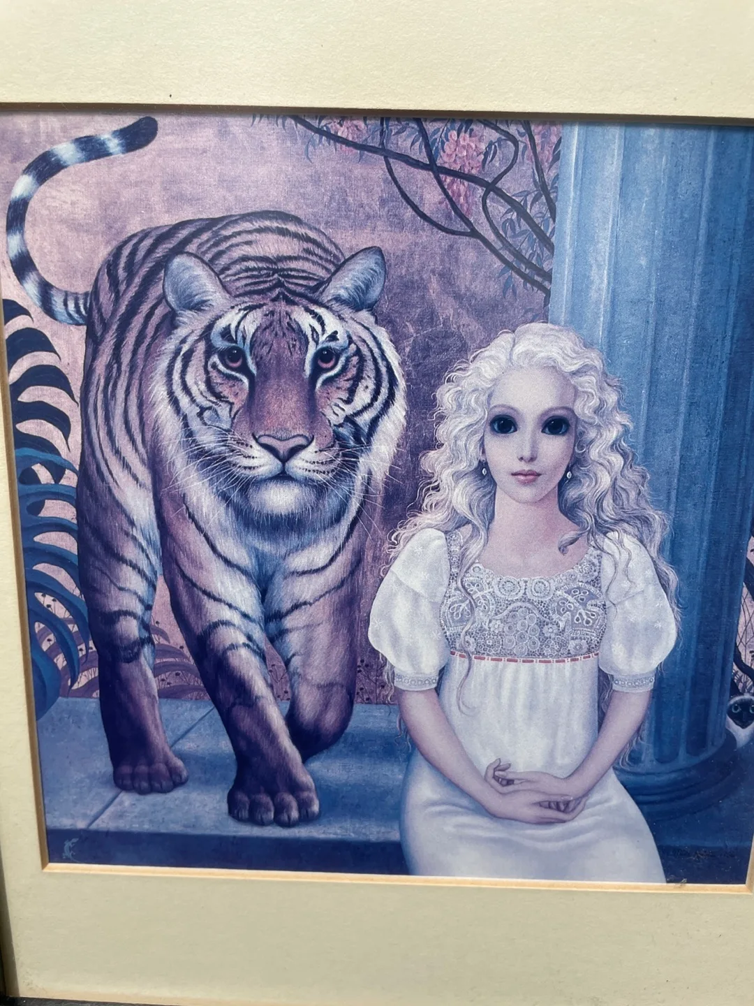 Margaret Keane Framed Print - Girl and Tiger image indicator(2)