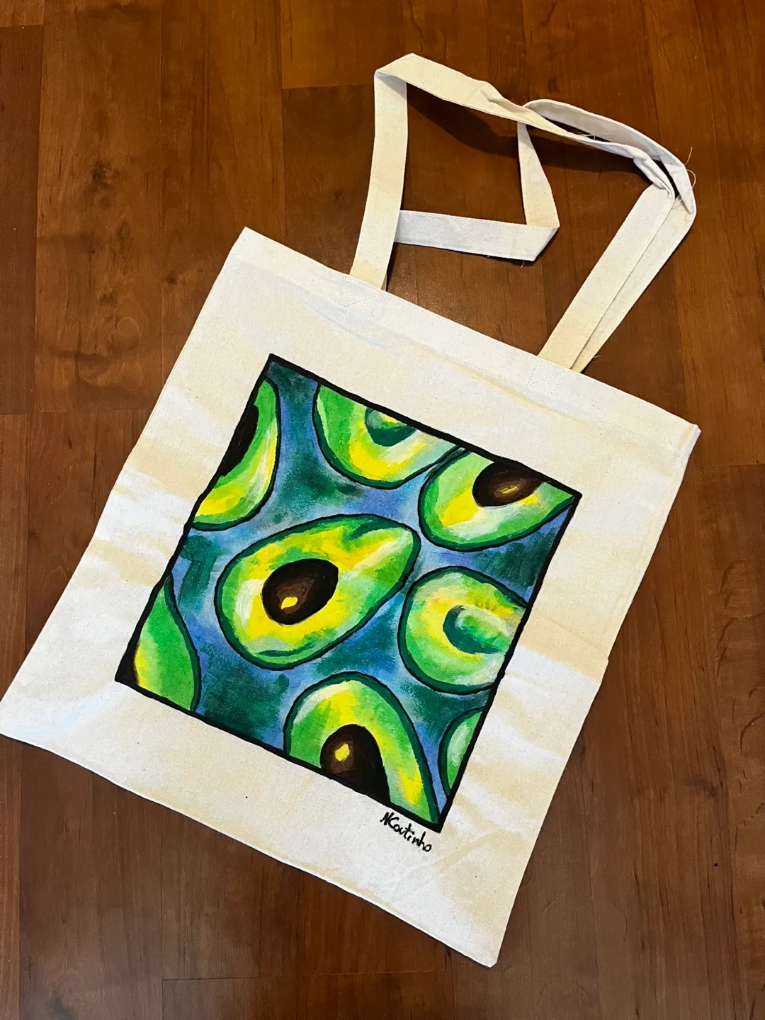 Hand-painted Avocado Tote Bag thumbnail