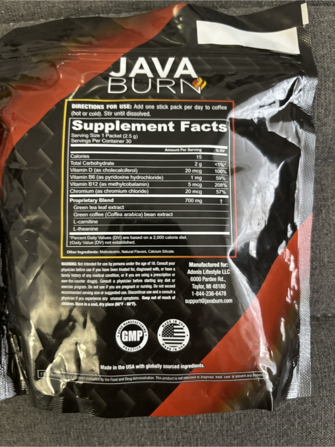 Java Burn Dietary Supplement - 60 Packets - photo 2