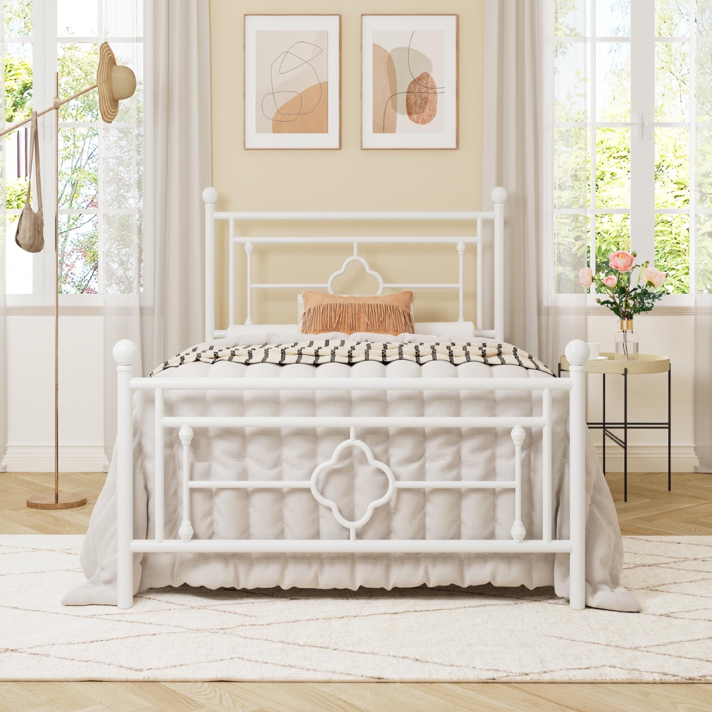 New Twin Metal Platform with Victorian Vintage Headboard