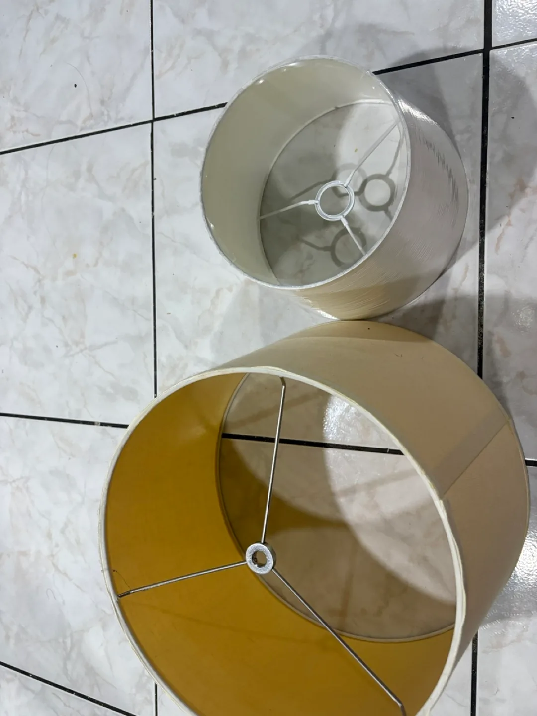 moving sale Two Lamp Shades - Beige and White image indicator(2)