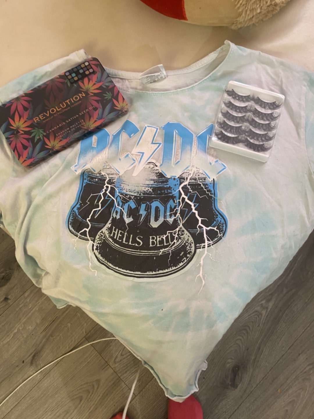 AC/DC Tie-Dye T-Shirt, & False Lashes