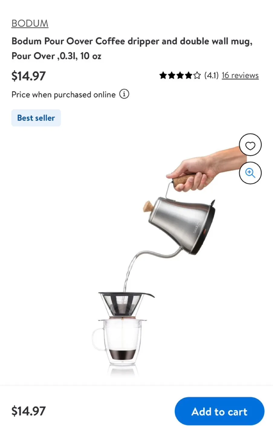 BRAND NEW Unopened Pour Over Coffee Maker with Double Wall Mug image indicator(3)