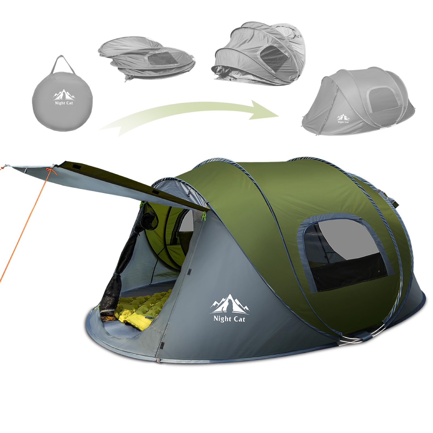 New Night Cat Upgraded Pop up Tent 2-4 Persons