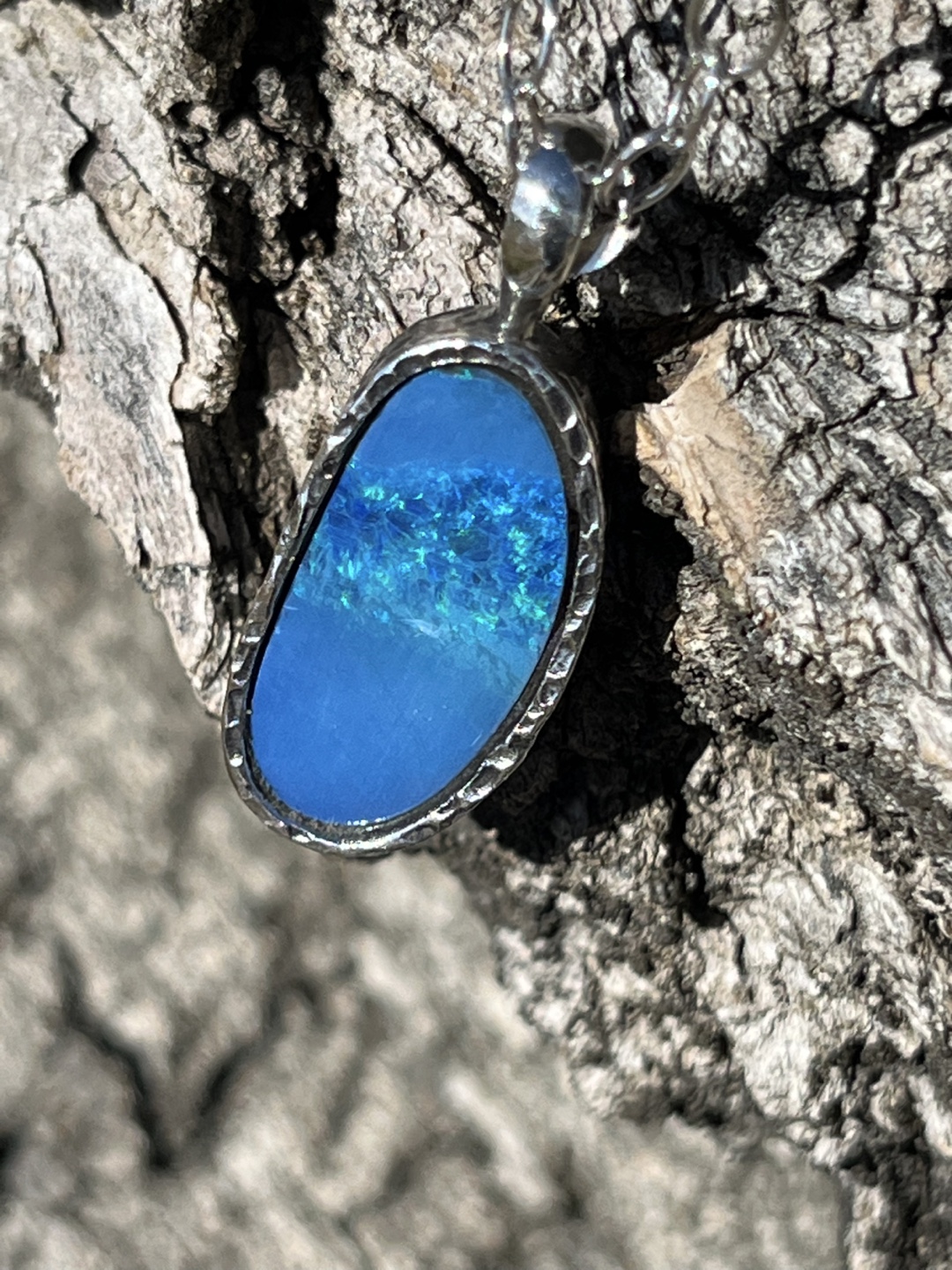 925 Sterling Silver Opal Pendant Necklace