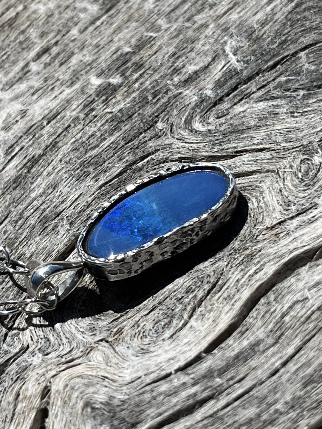 925 Sterling Silver Opal Pendant Necklace - photo 2