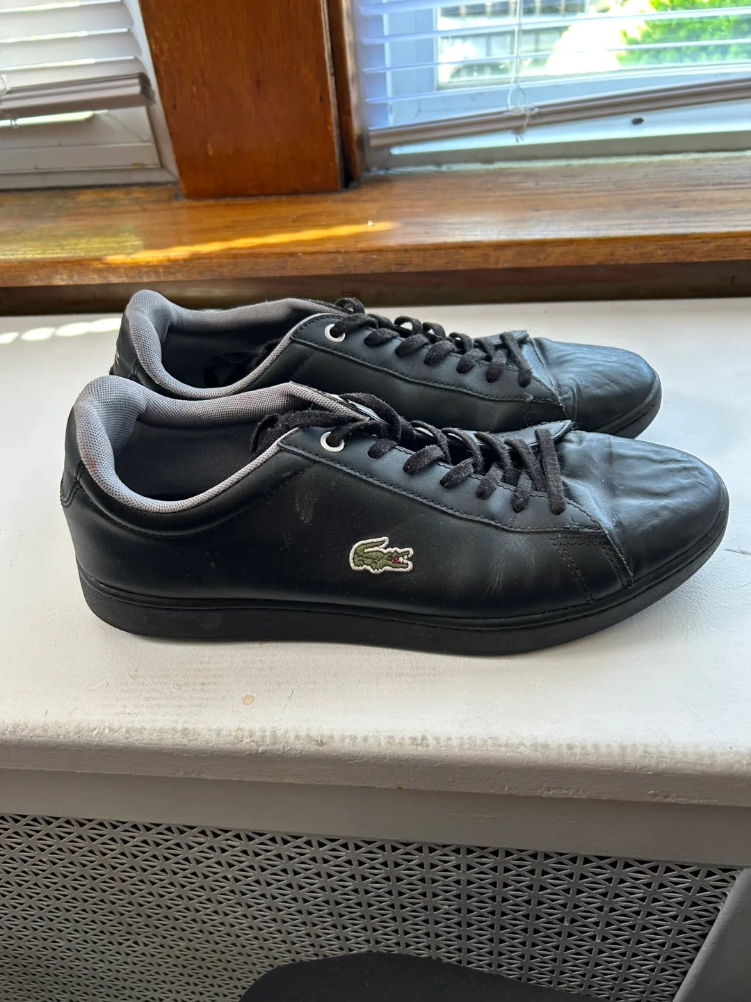 Men's Lacoste Black Leather Sneakers thumbnail