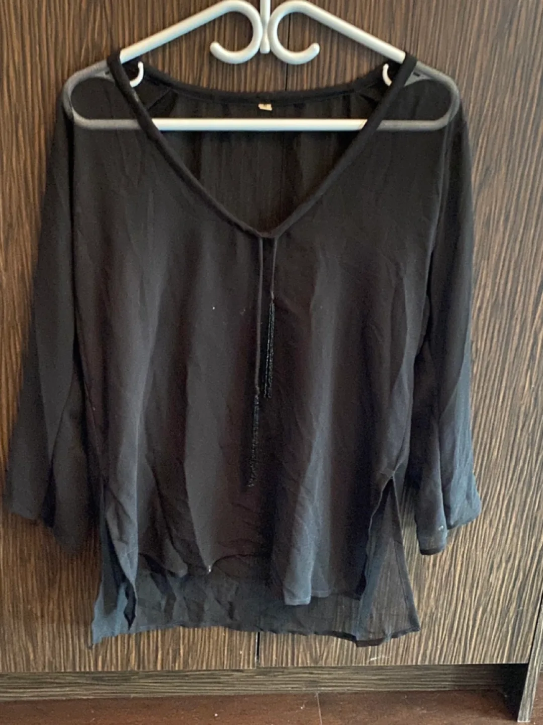 Black Sheer Blouse with Beaded Detail thumbnail