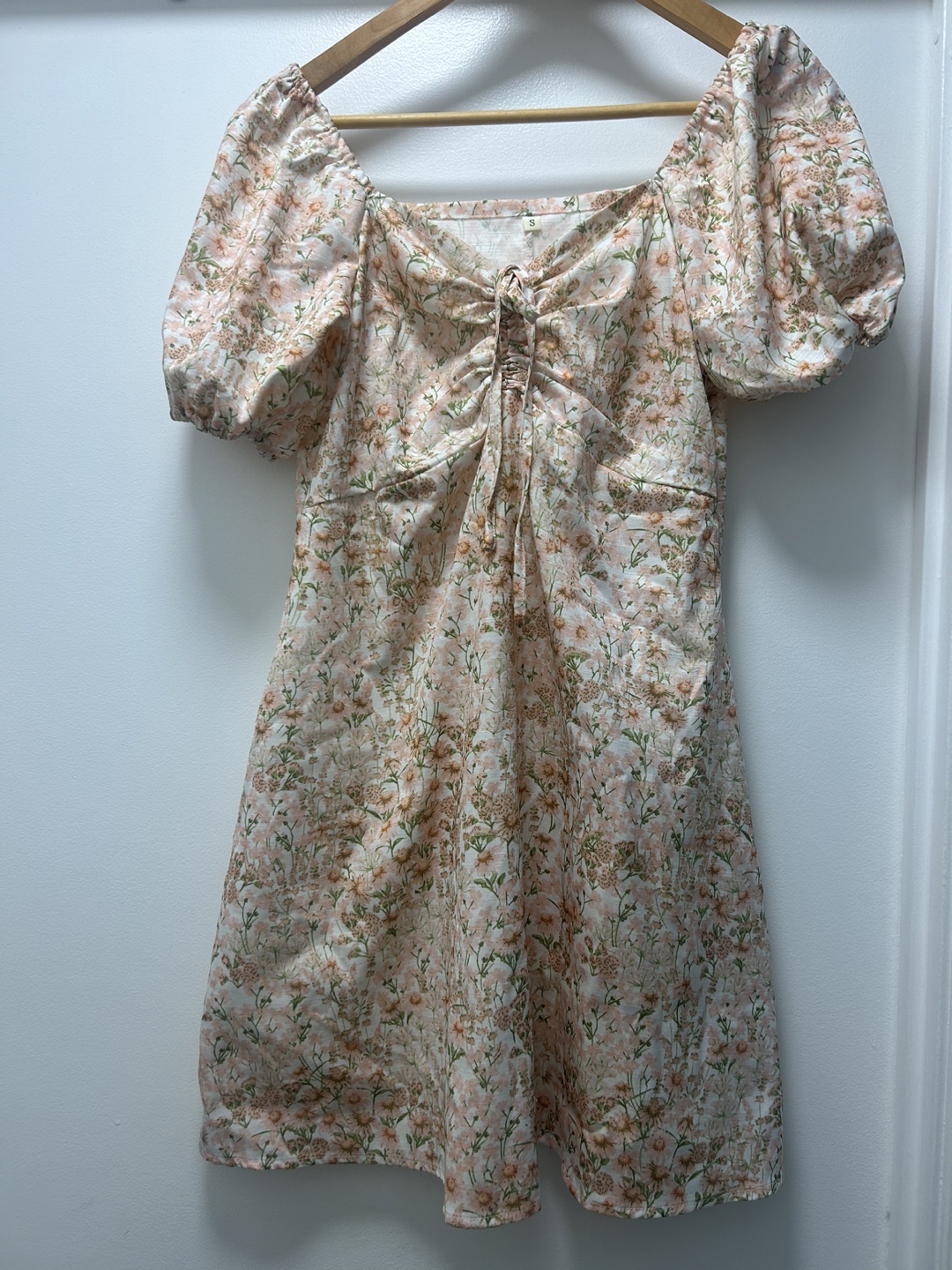 Shein Floral Puff Sleeve Mini Dress 🧡