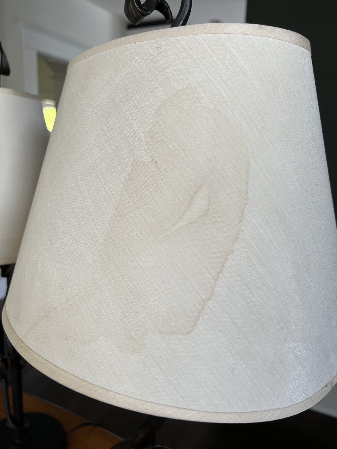 Pair of Black Wrought Iron Table Lamps with Cream Shades - photo 4