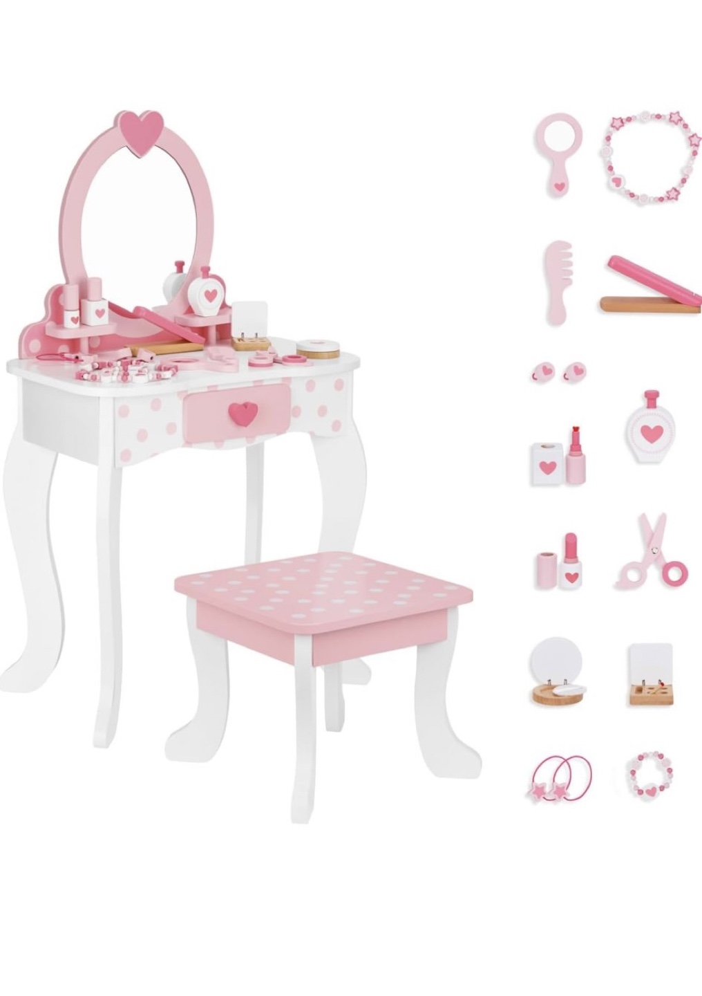 Kids' Pink Vanity Set with Accessories - Real Wood - photo 4