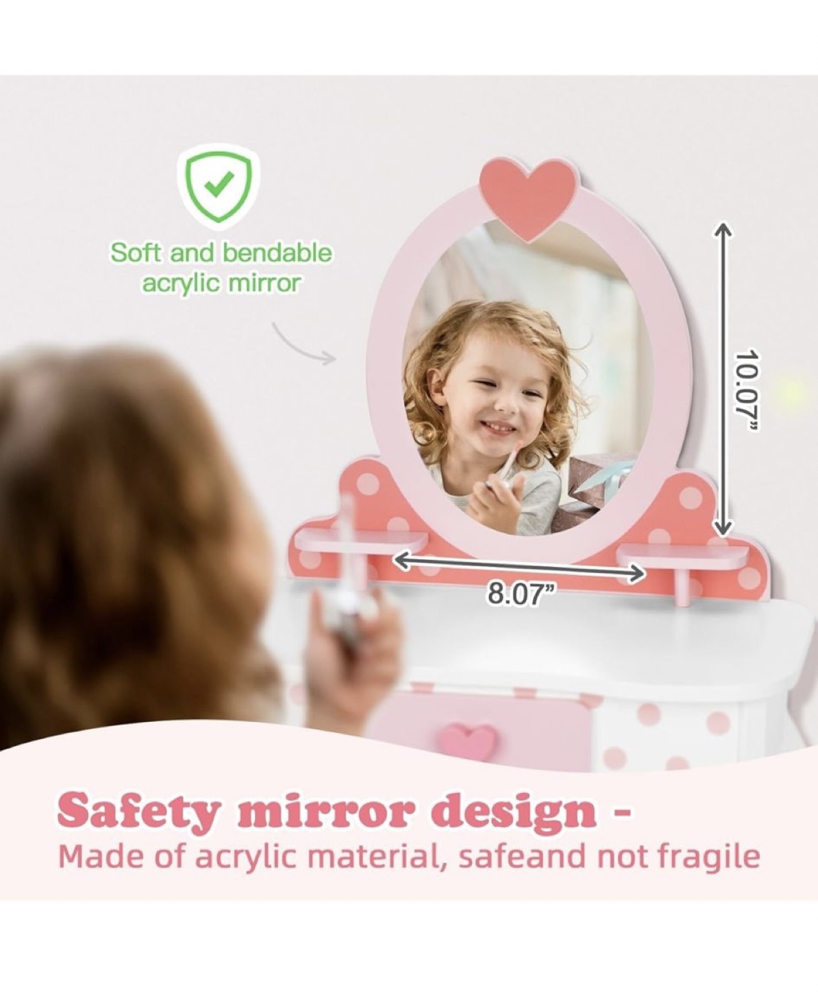 Kids' Pink Vanity Set with Accessories - Real Wood - photo 2